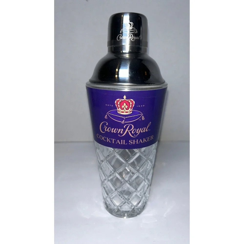 Crown Royal Cocktail Shaker Glass Diamond Cut Barware